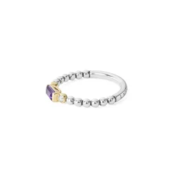 Store Amethyst And Diamond Stacking Ring Two-Tone