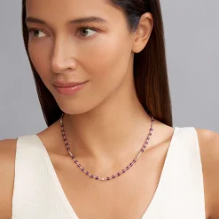 Cheap Amethyst Beaded Necklace Silver