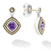 Cheap Amethyst Drop Earrings Two-Tone