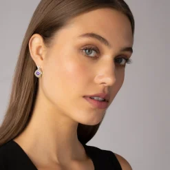 Cheap Amethyst Drop Earrings Two-Tone