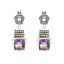 Cheap Amethyst Drop Earrings Two-Tone