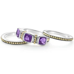 Flash Sale Amethyst Stacking Rings Two-Tone