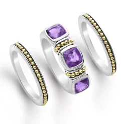 Flash Sale Amethyst Stacking Rings Two-Tone