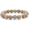 Sale Aqua Tera Jasper Silver Station Bead Bracelet Silver