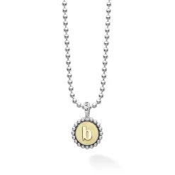 Online B Initial Charm Necklace Two-Tone