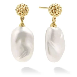 Discount Baroque Pearl Drop Earrings Gold