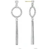 Online Beaded Circle Diamond Drop Earrings Silver