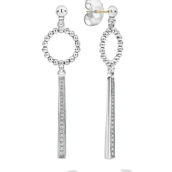 Online Beaded Circle Diamond Drop Earrings Silver