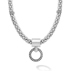 Cheap Beaded Circle Pendant Necklace Silver