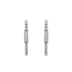 Best Sale Beaded Diamond Hoop Earrings Silver