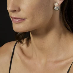 Clearance Beaded Diamond Stud Earrings Two-Tone