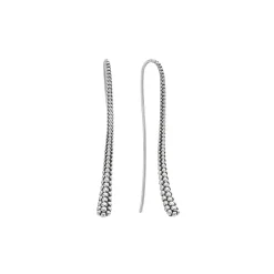 Store Beaded Thin Drop Earrings Silver
