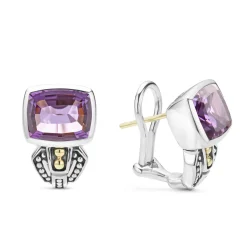 Outlet Bezel-Set Amethyst Earrings Two-Tone