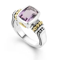 Clearance Bezel-Set Amethyst Ring Two-Tone
