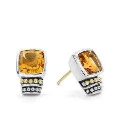 Flash Sale Bezel-Set Citrine Stud Earrings Two-Tone