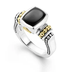 Cheap Bezel-Set Onyx Ring Two-Tone