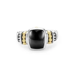Cheap Bezel-Set Onyx Ring Two-Tone