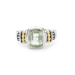 Best Sale Bezel-Set Prasiolite Ring Two-Tone