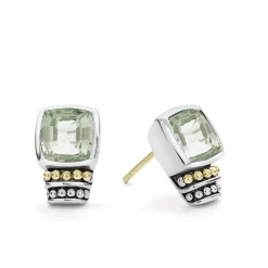 Outlet Bezel-Set Prasiolite Stud Earrings Two-Tone