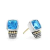 Flash Sale Bezel-Set Swiss Blue Topaz Stud Earrings Gemstones