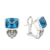 Fashion Bezel-Set Swiss Blue Topaz Earrings Gemstones