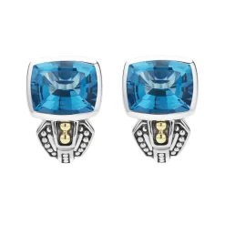 Fashion Bezel-Set Swiss Blue Topaz Earrings Gemstones