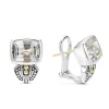 Flash Sale Bezel-Set White Topaz Earrings Two-Tone