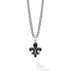 Flash Sale Black Agate Fleur De Lis Amulet Necklace Necklaces & Chains
