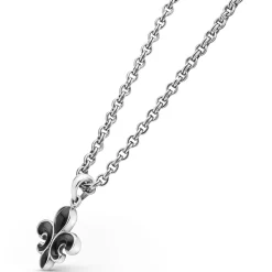 Flash Sale Black Agate Fleur De Lis Amulet Necklace Necklaces & Chains