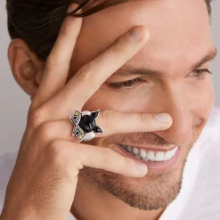 Flash Sale Black Agate Krunch Ring Rings