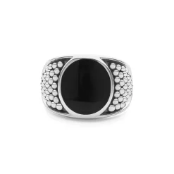 Flash Sale Black Agate Oval Band Ring Rings