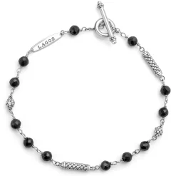 Discount Black Ceramic Beaded Bracelet Silver