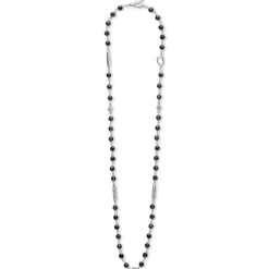 Cheap Black Ceramic Beaded Necklace Silver