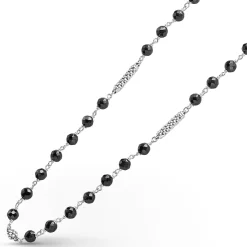 Cheap Black Ceramic Beaded Necklace Silver