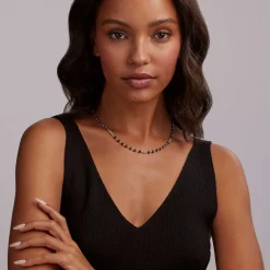 Discount Black Ceramic Beaded Necklace Gemstones