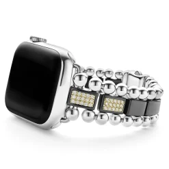 Shop Black Ceramic Half Diamond Watch Bracelet-38-45Mm Watch Bracelets