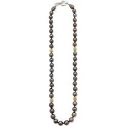 Fashion Black Pearl Gold Station Bead Necklace Necklaces & Chains