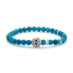 Cheap Blue Apatite Skull Bracelet Silver