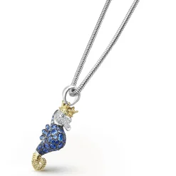 Shop Blue Sapphire And Diamond Seahorse Pendant Necklace Diamonds