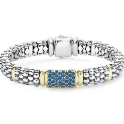 Online Blue Sapphire Caviar Bracelet | 9Mm Two-Tone