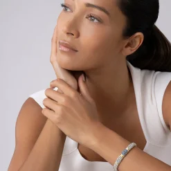 Online Blue Sapphire Caviar Bracelet | 9Mm Two-Tone