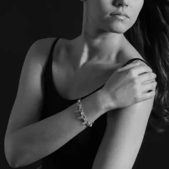 Cheap Caviar Bead Link Bracelet Silver