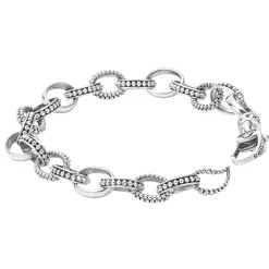 Cheap Caviar Bead Link Bracelet Silver