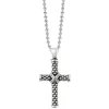 Hot Caviar Beaded Cross Pendant Necklace Silver