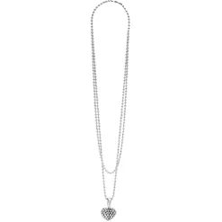 Discount Caviar Beaded Heart Pendant Necklace Silver