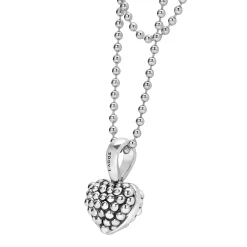 Discount Caviar Beaded Heart Pendant Necklace Silver