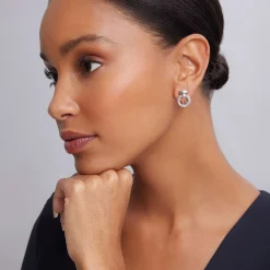 Shop Caviar Circle Bar Earrings Silver