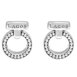 Shop Caviar Circle Bar Earrings Silver