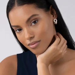 Best Caviar Circle Diamond Earrings Silver