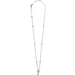 New Caviar Key Diamond Pendant Necklace Silver
